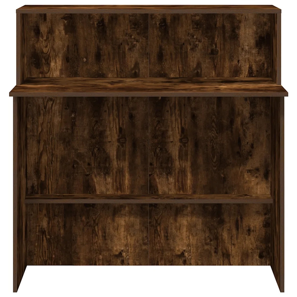 Banco Reception | Scrivania | Tavolo da Ufficio Rovere Fumo 100x50x103,5cm in Legno Multistrato