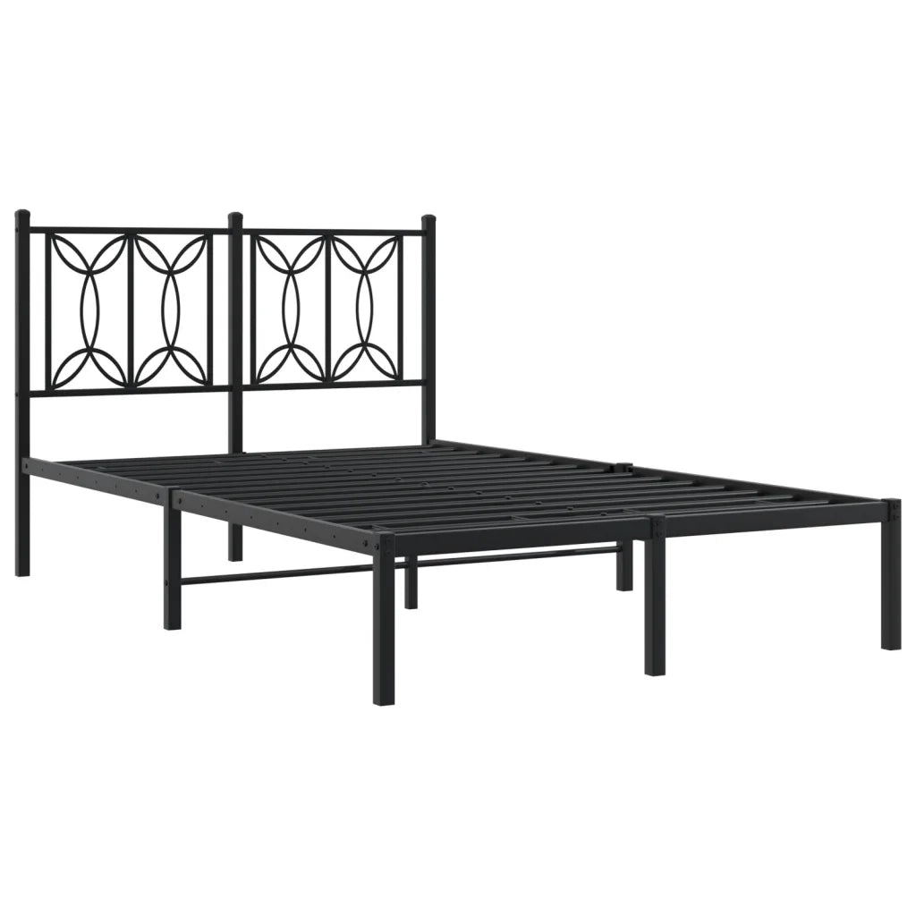Letto matrimoniale | Letto per adulti | Giroletto con Testiera in Metallo Nero 120x190 cm