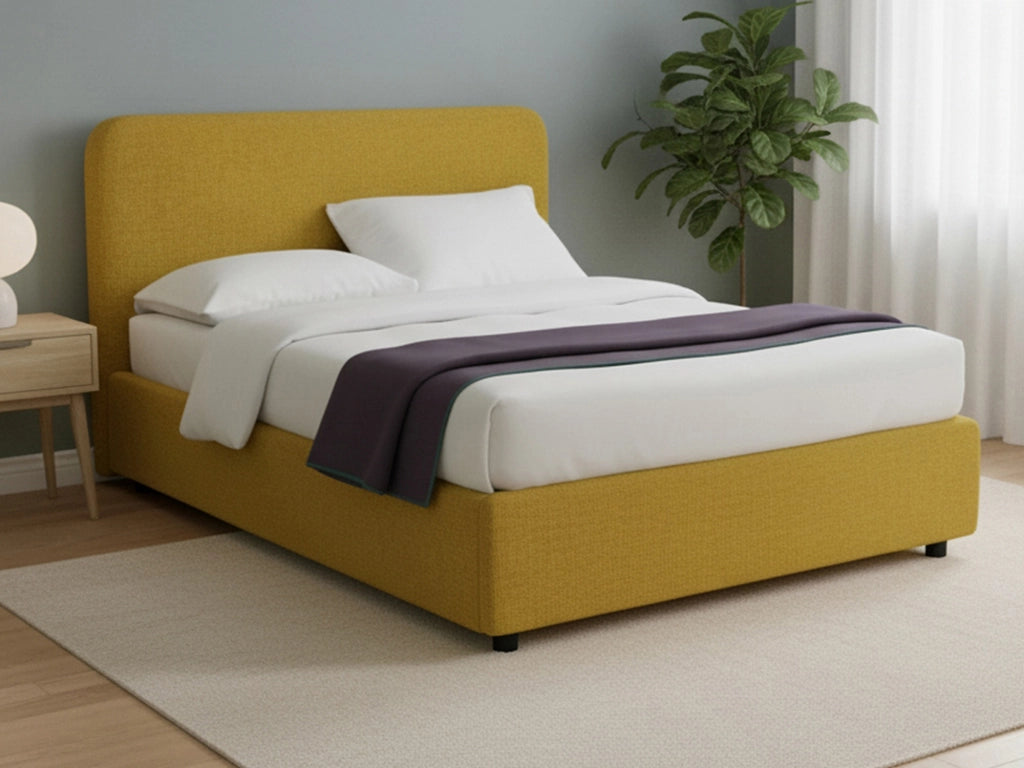 Wigan, Letto Matrimoniale Sfoderabile Made in Italy, Giallo Ocra