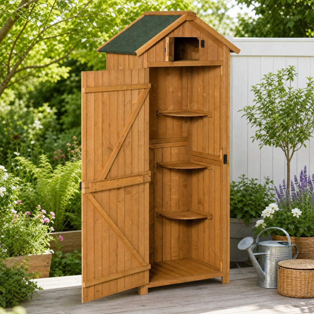ARMADIO DA GIARDINO 77 x 54,2 x 179 cm in legno giallo con 3 ripiani