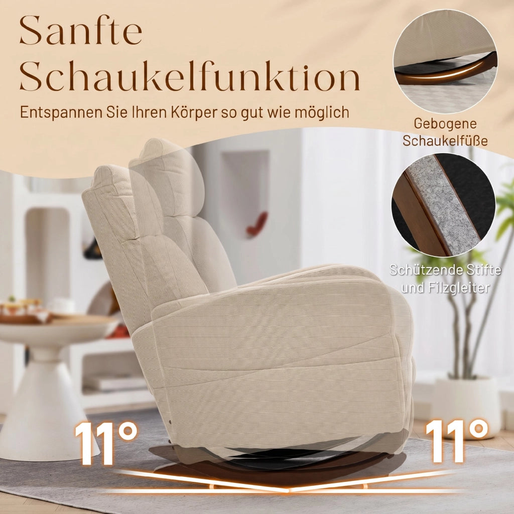 Poltrona dondolo imbottita ¨C zephmum ¨C Beige in tessuto cord