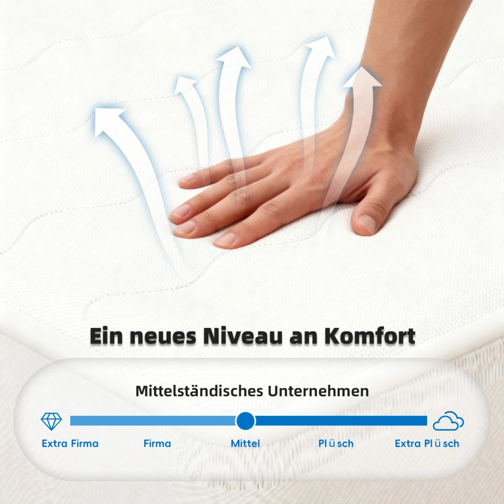 Materasso 140 × 200 cm con molle insacchettate e memory foam traspirante, supporto bilanciato, bianco