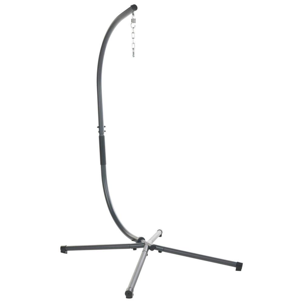 Sedia a uovo a dondolo Supporto metallico grigio chiaro Morbido cuscino da seduta Boho Rustico Soggiorno Terrazza