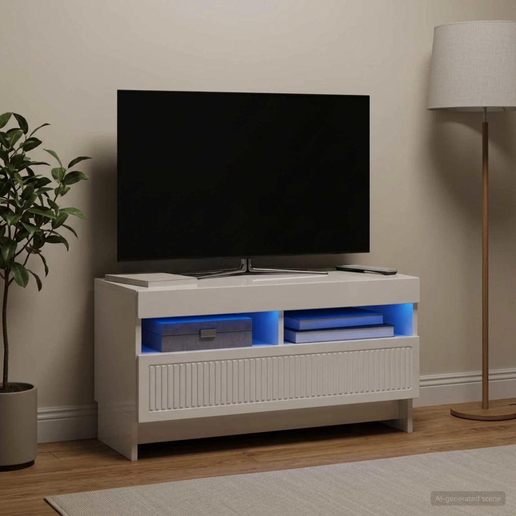 Mobile TV LED Bianco Lucido Legno ingegnerizzato 896119