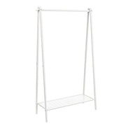 Appendiabiti in metallo appendiabiti 33,5 x 92,5 x 153 cm con asta appendiabiti e ripiano inferiore stile semplice per camera da letto cabina armadio guardaroba bianco 12_0007122
