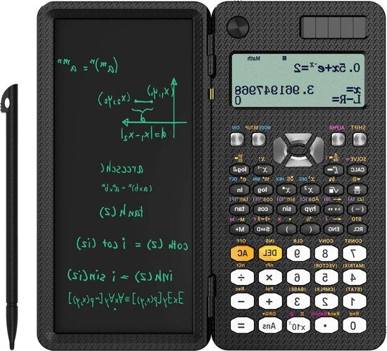Calcolatrice scientifica con tablet di scrittura 417 funzioni - alimentata da batteria solare - aggiornabile 991ES - per bambini - con matita inclusa