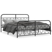 Letto matrimoniale | Letto per adulti | Giroletto con Testiera e Pediera Metallo Nero 183x213 cm