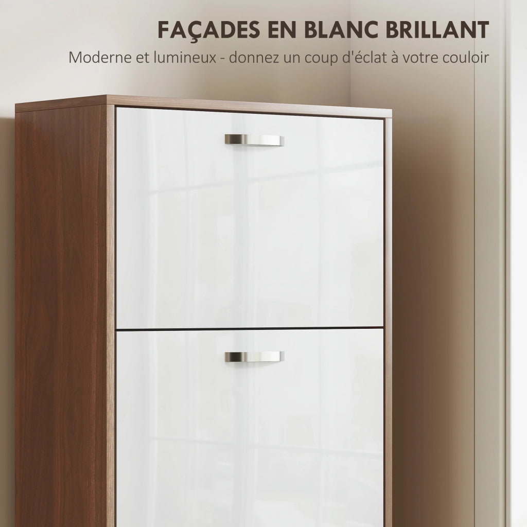 Armadio per Scarpe 5 Ante ¨C zephmum ¨C Bianco e Marrone Scuro 80x35x200
