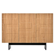 Credenza con 3 ante e ripiani regolabili - per soggiorno - in MDF e bambu - 105×33.5×76 cm