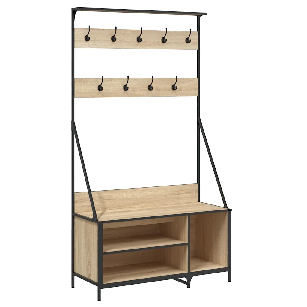 Appendiabiti con Porta Scarpe-Scarpiera con Appendiabiti Rovere Sonoma 100x41x184 cm