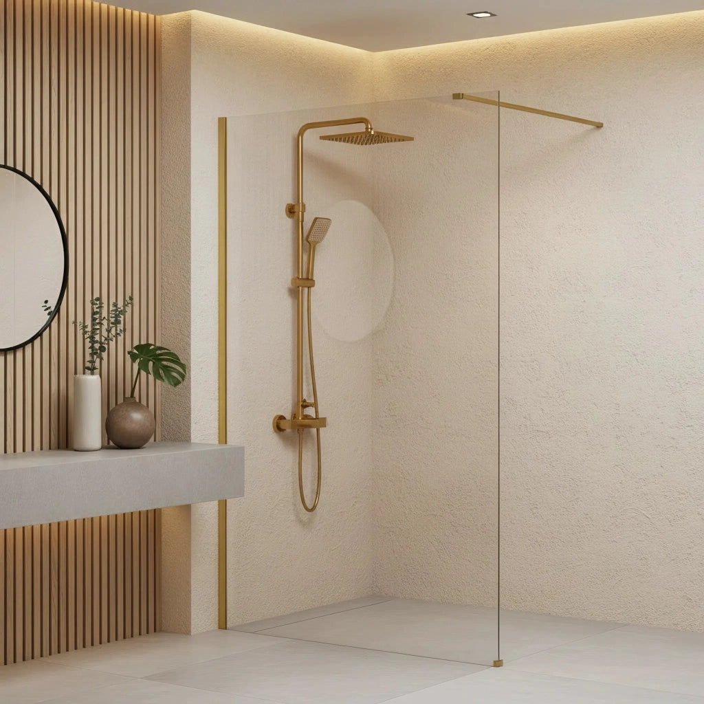 Parete Doccia Rea Flexi Transparent / Brush Gold 130