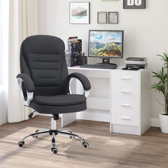 Sedia di lavoro - Ergonomica - Rotante - Regolabile in altezza - Pelle nera