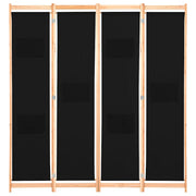 Divisorio Ambienti | Divider per stanze | Paravento a 4 Pannelli Nero 160x170x4 cm in Tessuto