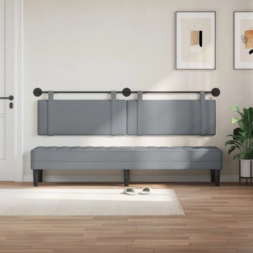 Testiera | Testata sospesa Con luce LED Grigio Chiaro Tessuto