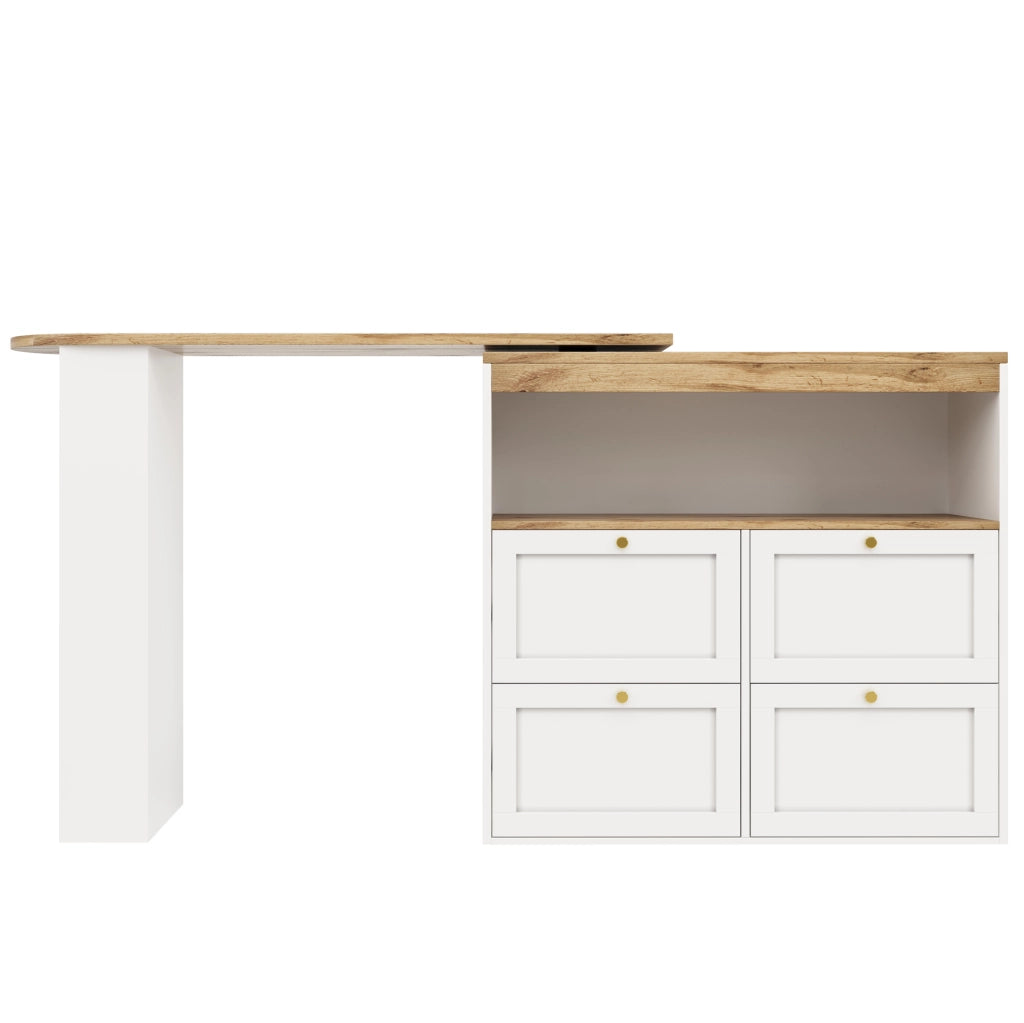 Mobile contenitore girevole 105x39x102 cm in MDF bianco， 4 cassetti