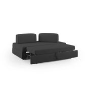 Liberty Divano con pouf estraibile e schienali movibili in tessuto morbido impermeabile T02 200 cm nero