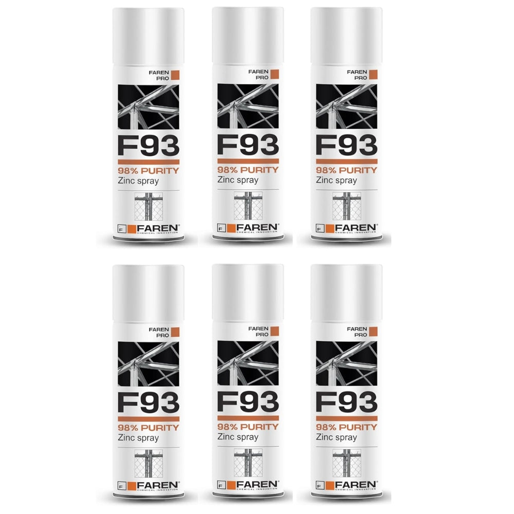 Faren f93 zinco spray 98% zincante anticorrosivo antiruggine 400 ml 6 pezzi