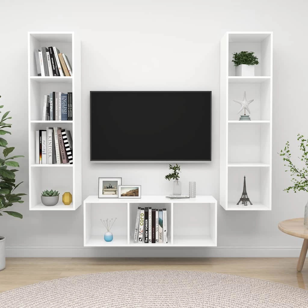 Set Mobile TV 3 pz Bianco in Truciolato 3079754
