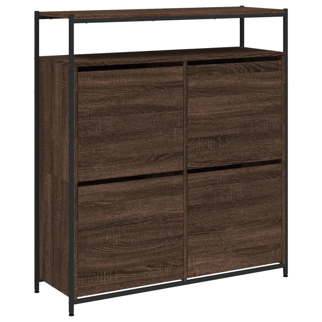 Scarpiera | Mobile per scarpe 4 Cassetti Ribaltabili Rovere Marrone 100x34x112 cm