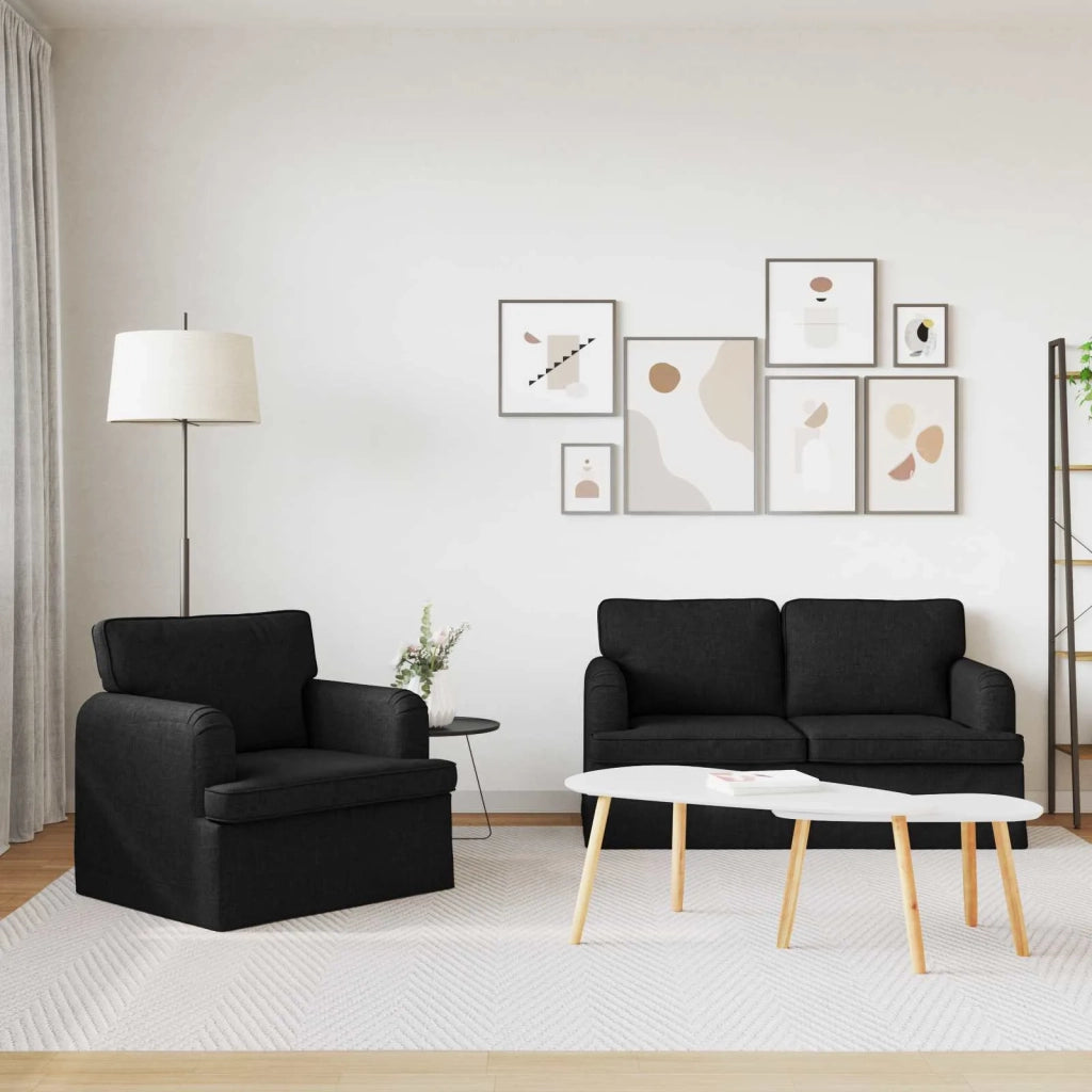 Set di divani 2 pcs Nero 144 x 80 x 85 cm Tessuto