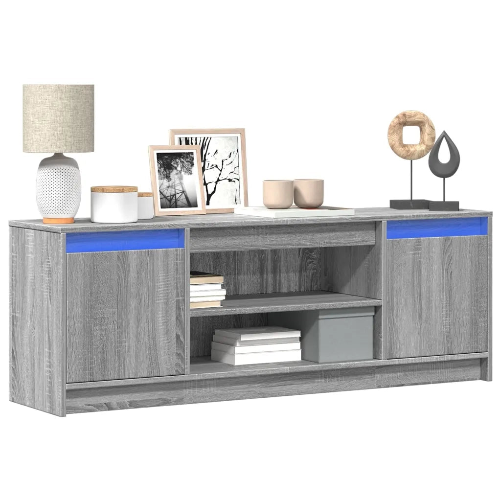 Mobile Porta TV con LED Grigio Sonoma 139,5x34x50 cm Truciolato 852199