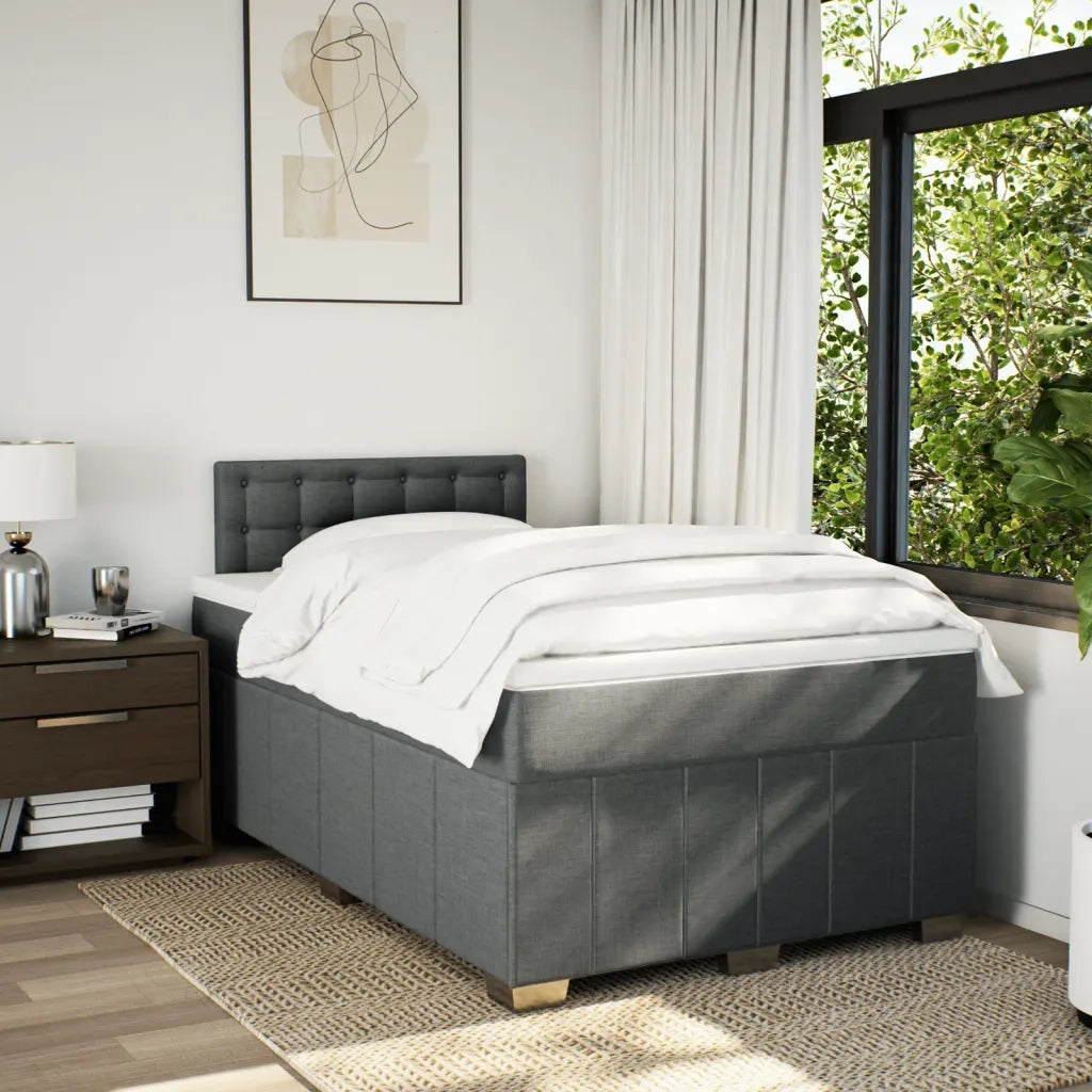 Giroletto a Molle con Materasso Grigio Scuro 120x190cm Tessuto