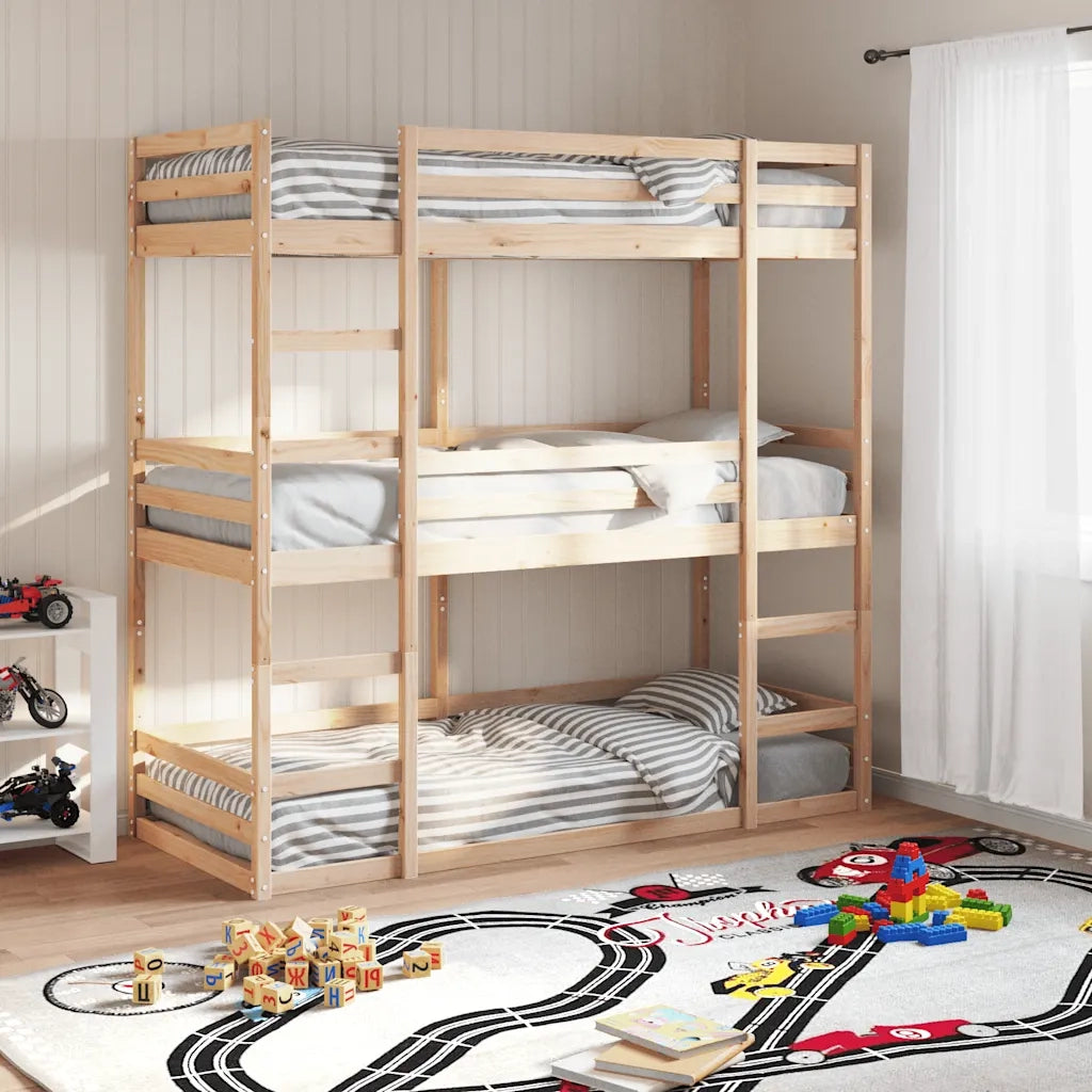 Letto a Castello Triplo 75x190 cm in Legno Massello di Pino 3284260