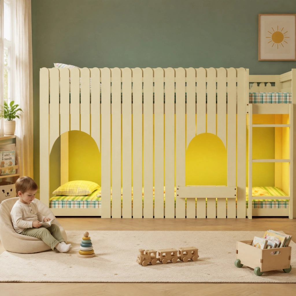 Letto a soppalco per bambini 90x200 cm con LED multicolore