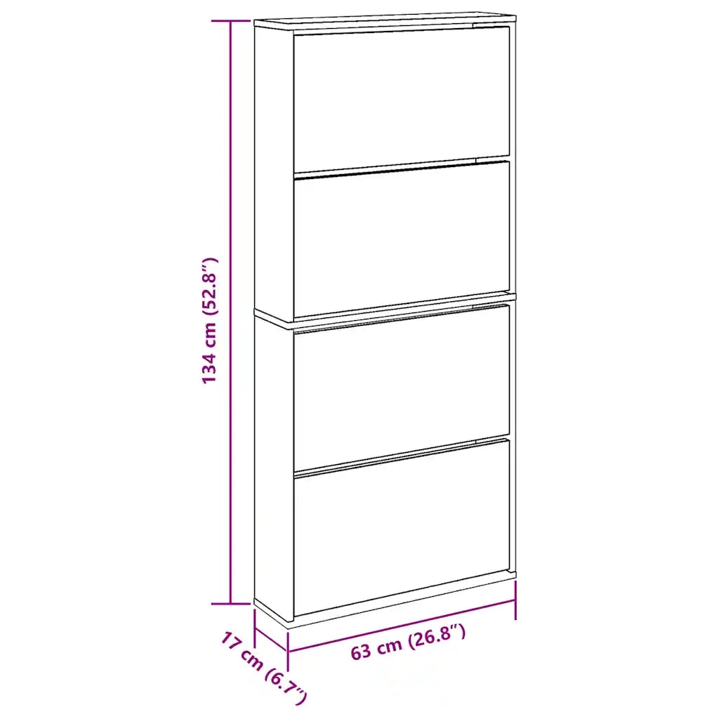 vidaXL Scarpiera con Specchio a 4 Livelli Rovere Marrone 63x17x134 cm