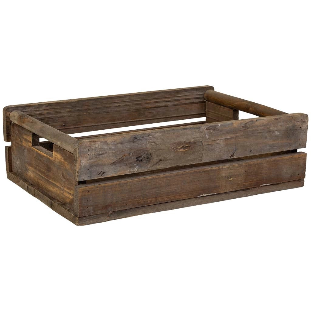 Set 2 cassette legno marrone 49x33x15-39,5x26x13h cm