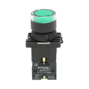 Pulsante indicatore LED verde con resistenza integrata 1NO, 220V, LAY5 Breckner Germany