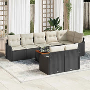 Set Divano da Giardino con cuscino 9 pcs Nero polyrattan