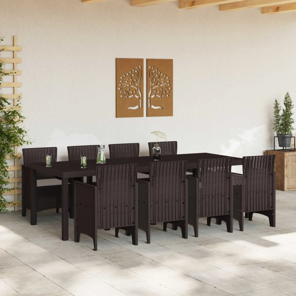 Set da Pranzo per Giardino 9 pcs Marrone Polipropilene