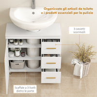 Mobile Sottolavabo con Intaglio a U 70x30x65 cm con Chiusura Ammortizzata in MDF Bianco