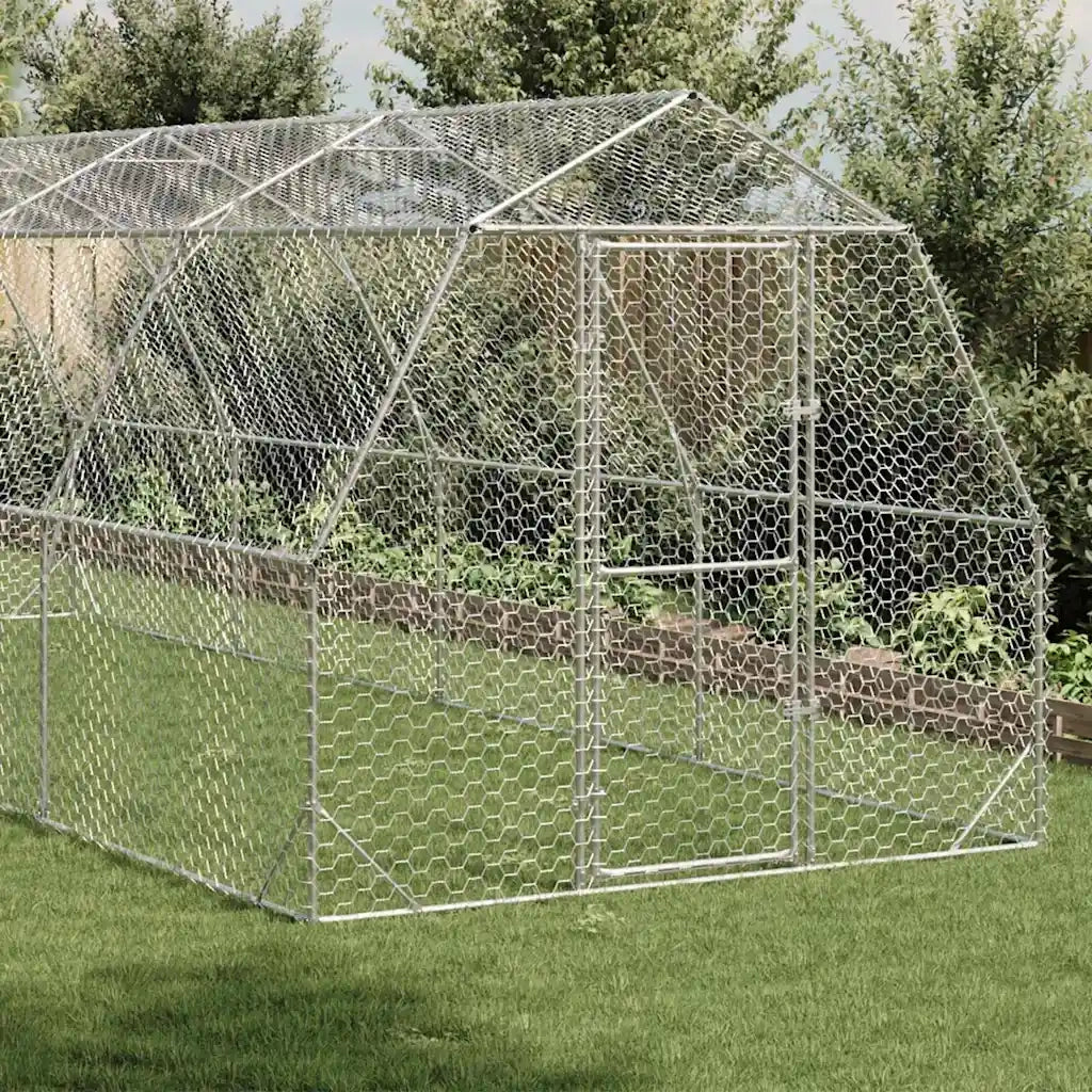 vidaXL Recinto per Polli 2,5x8x2,25 m in Acciaio Zincato