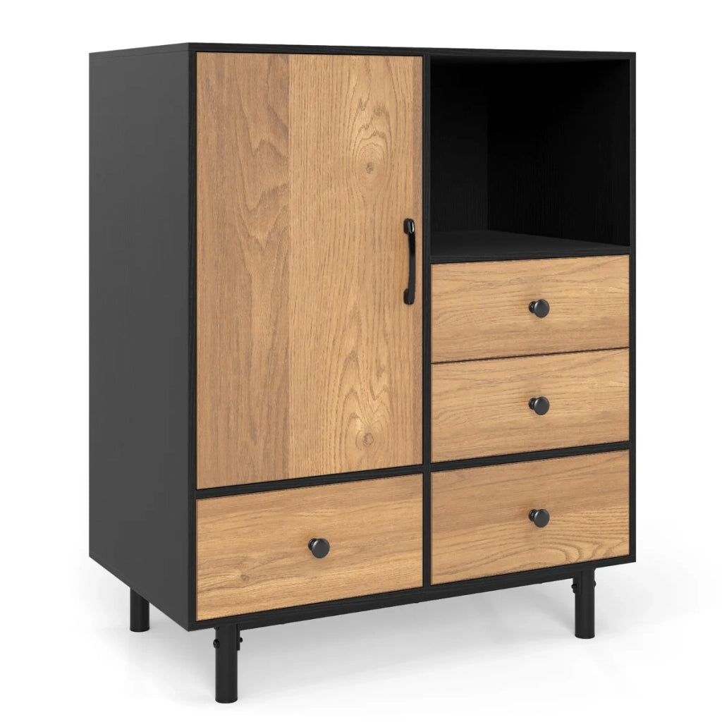 Credenza con spazio di archiviazione indipendente 80 x 45,5 x 97,5 cm ampio spazio di archiviazione design moderno di metà secolo legno nero 20_0010790