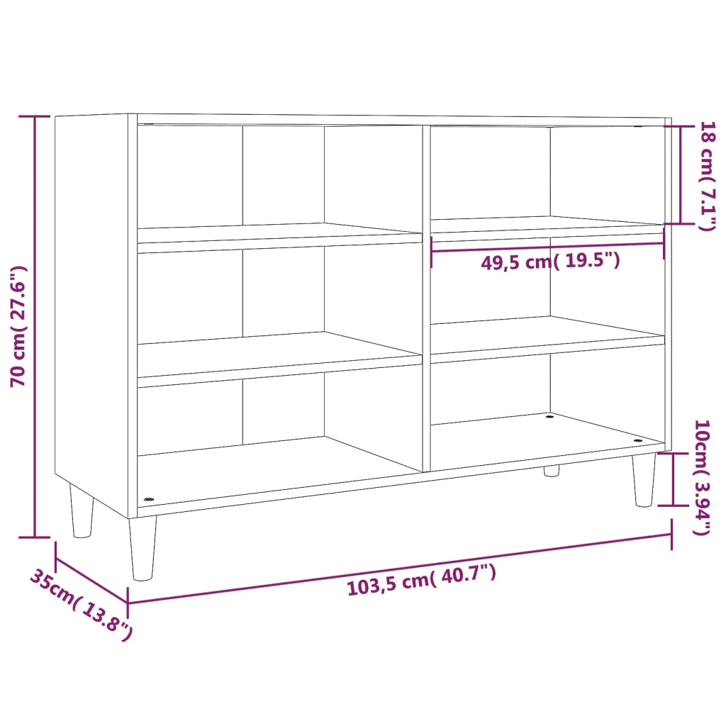 Credenza Rovere Fumo 103,5x35x70 cm in Legno Multistrato 813182