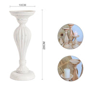 Trade Shop - Candelabro Candeliere Effetto Vintage Bianco Porta Candele 10x28 Oggetto Natale -