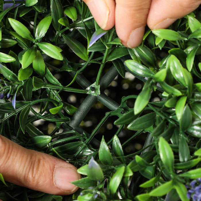 Set di 2 Piante Artificiali a Sfera Ø42 cm con Fiori di Lavanda per Casa e Giardino Verde e Viola