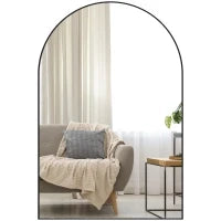 Specchio da Bagno ad Arco in Lega di Alluminio e Vetro 60x90 cm per Camera e Soggiorno, Nero