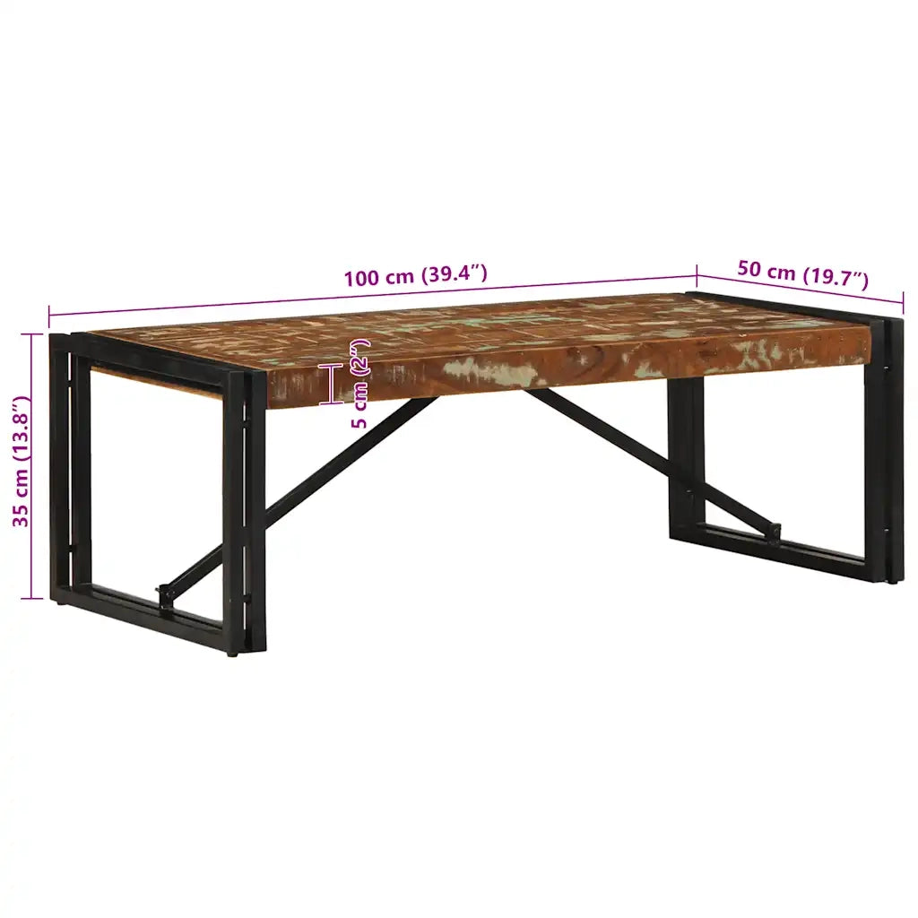 Tavolino Salotto Multicolore 100x50x35 cm Legno Recupero 4016674