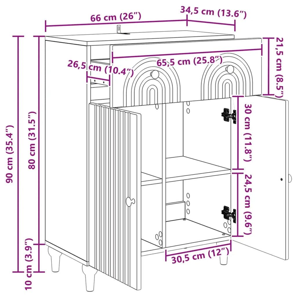 Credenza Grigio Sonoma 66 x 34,5 x 90 cm Legno ingegnerizzato