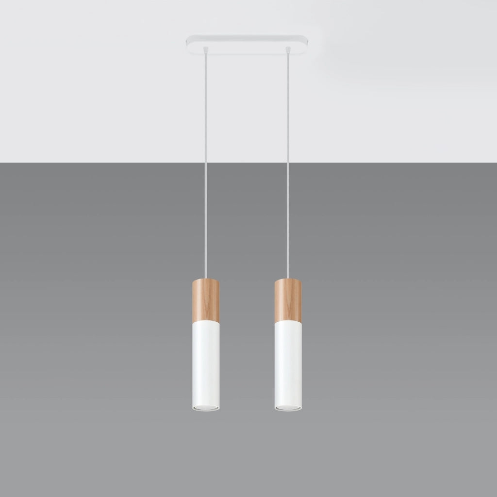 Lampada da parete a LED PABLO Peach Puff a 2 luci, in legno bianco e acciaio, 30x6x90cm