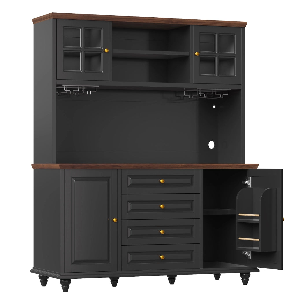 Colonna da cucina con 4 cassetti; ripiani regolabili; porta bicchieri e illuminazione RGB LED; 140 × 40 × 179;5 cm