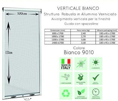 Zanzariera a rullo per finestra scorrevole verticale 140x170cm marrone