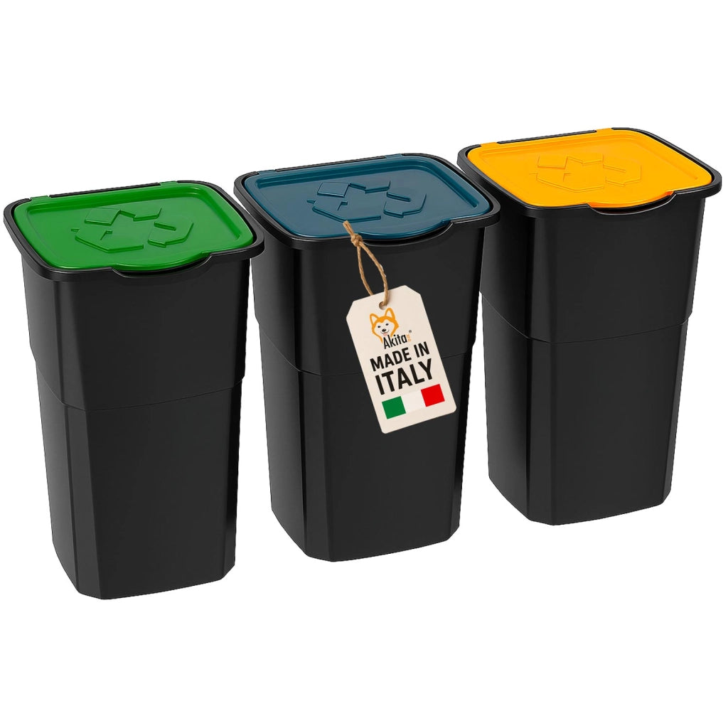 Akitaink Pattumiera 3 Scomparti 50L Differenziata