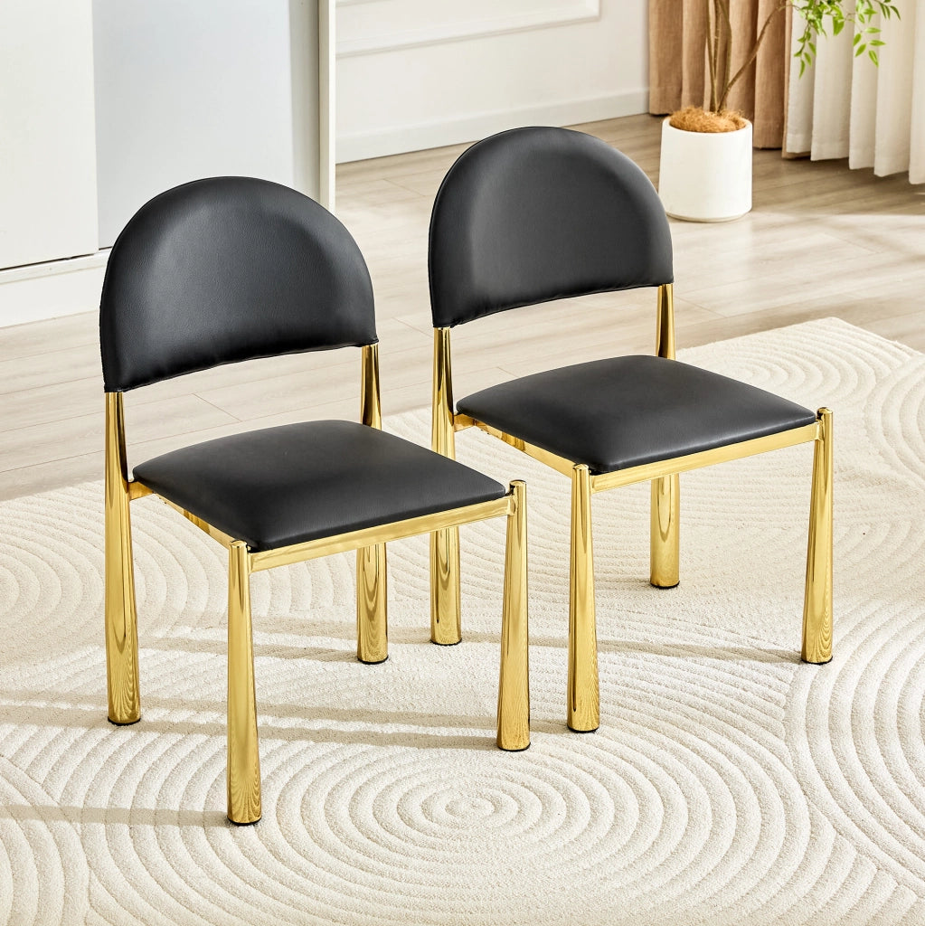 Sedia da pranzo in PU e metallo; schienale ergonomico; nero