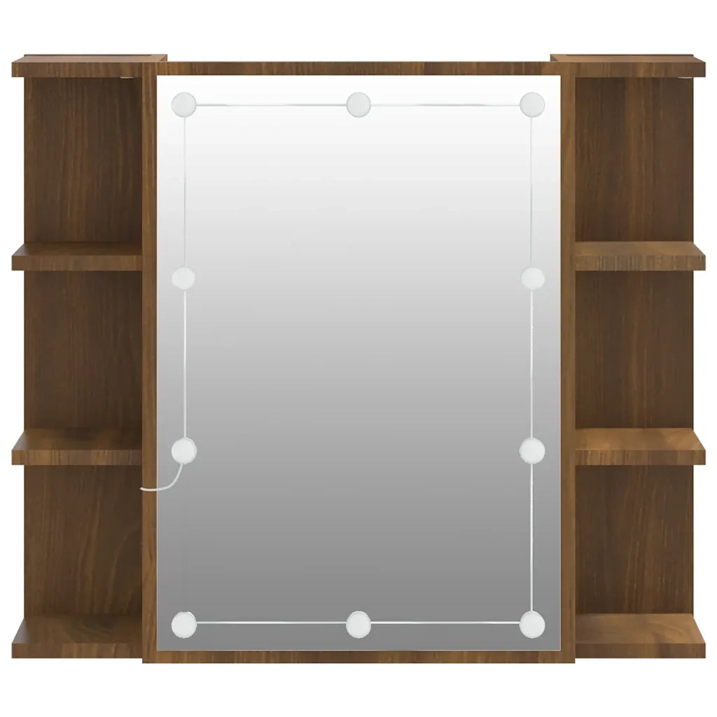 Mobile a Specchio | Armadio da bagno con LED Rovere Marrone 70x16,5x60 cm