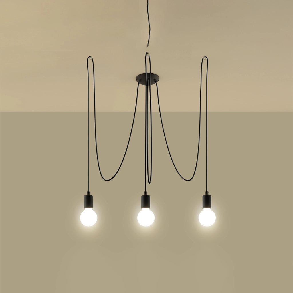 Lampadario Nikolo 3 luci nero metallo Pure Lume PU.0370