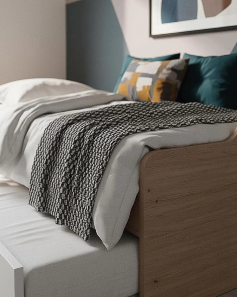 Doomostore. Doppio Letto a Ponte Estraibile con Doppia Rete a doghe, Doppio Letto Olmo e Bianco 80 x 190 cm.